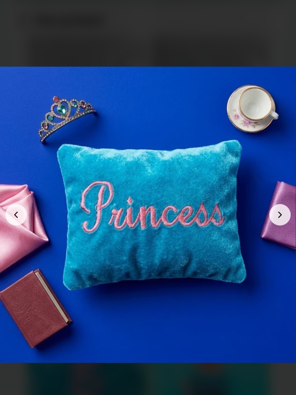 Princess Embroidered Mini Doll Pillow - Blue